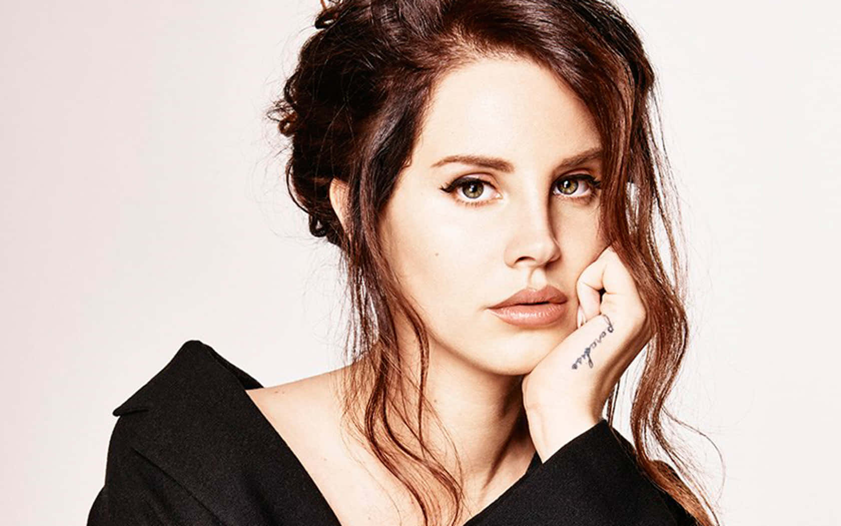 Lana Del Rey, dark hair, black top, HD Desktop Wallpaper