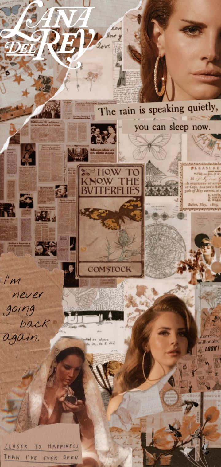 Lana Del Rey, vintage collage, newspaper clippings, HD Phone Wallpaper