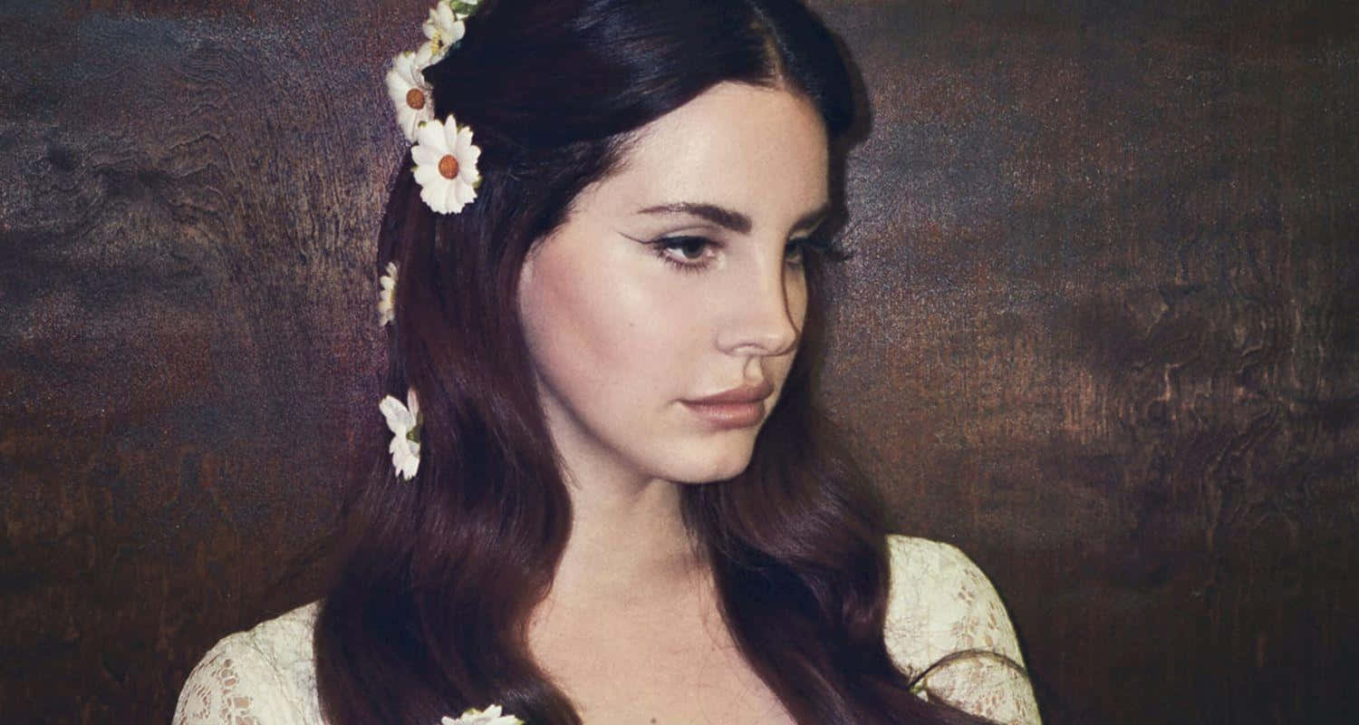 Lana Del Rey, long dark hair, white daisies, HD Desktop Wallpaper