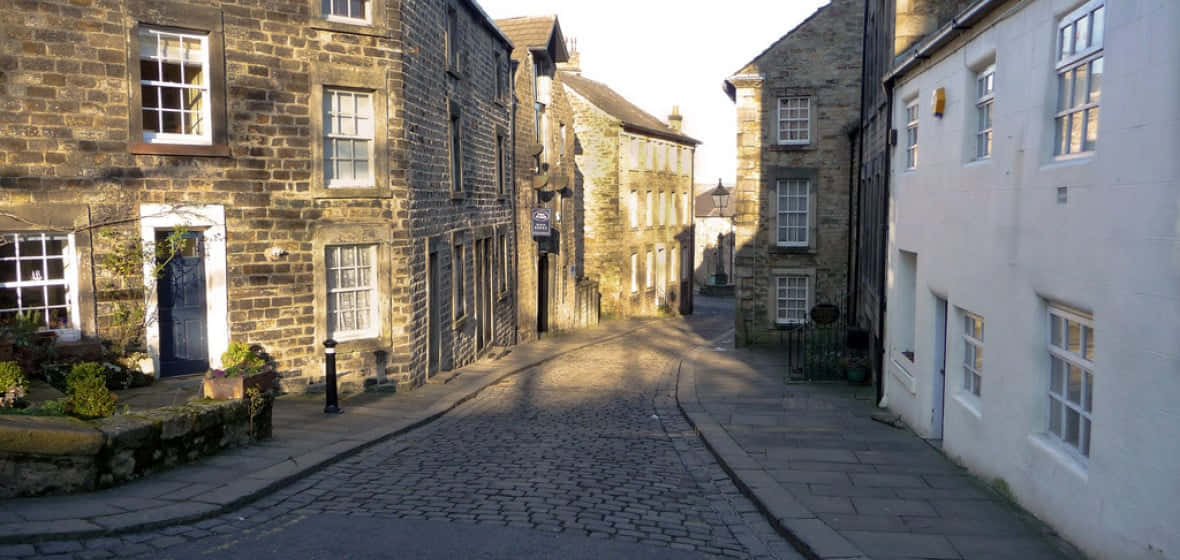 Lancaster, historic cobbled street, sunlight, SD Desktop Wallpaper