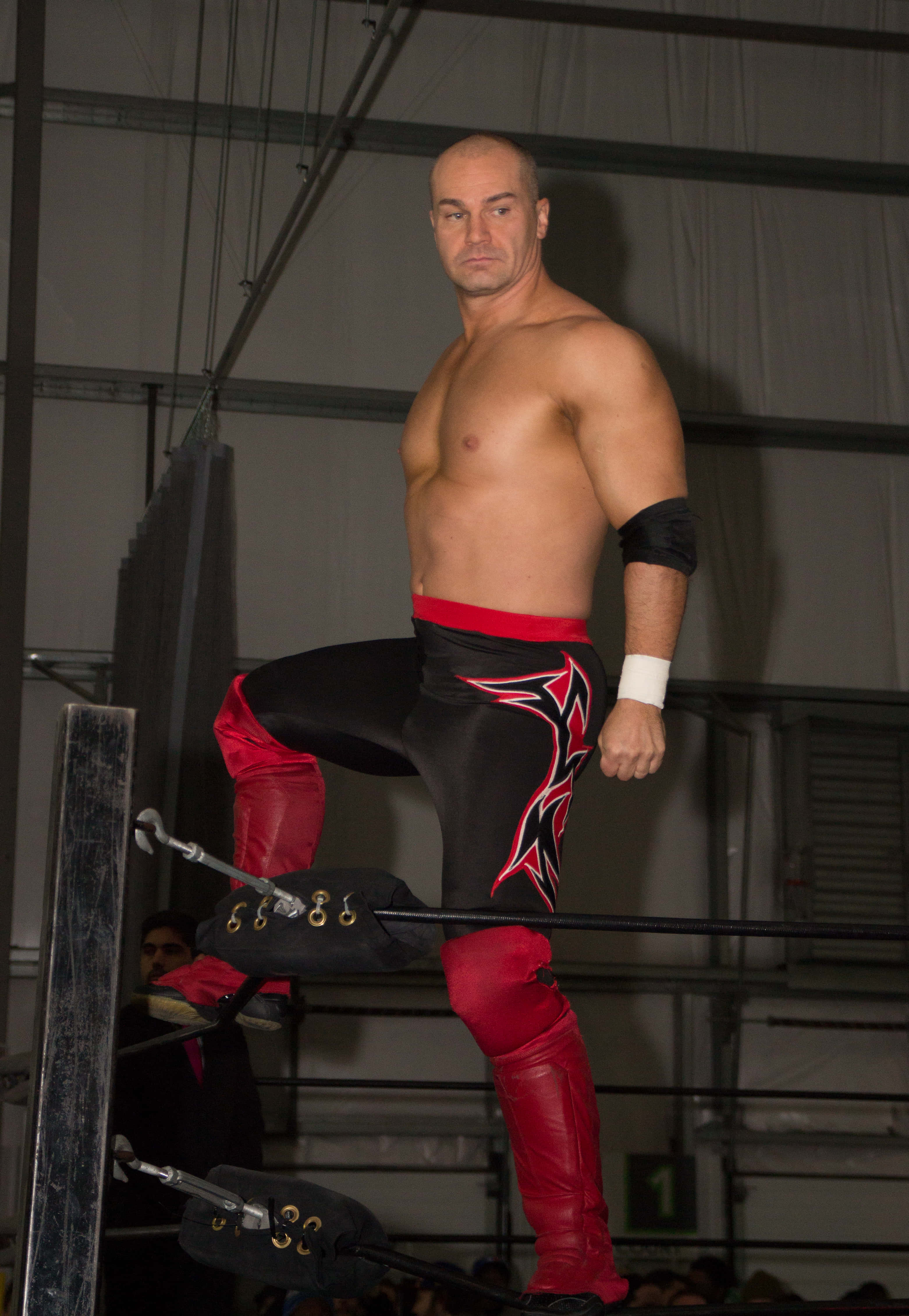 Lance Storm, red and black gear, top rope, 4K Phone Wallpaper