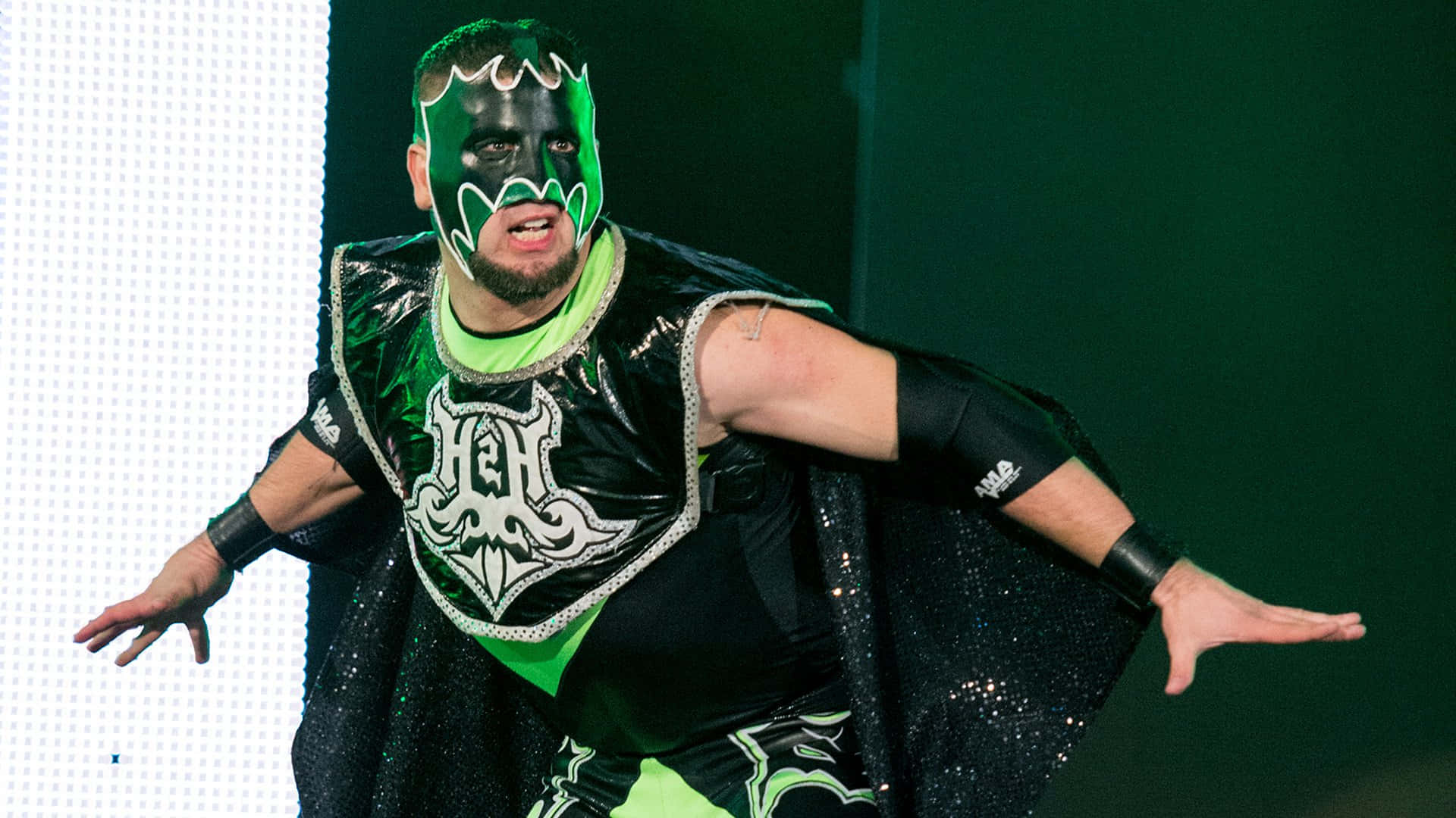 Lance Storm, green and black mask, glittering costume, Full HD Desktop Wallpaper