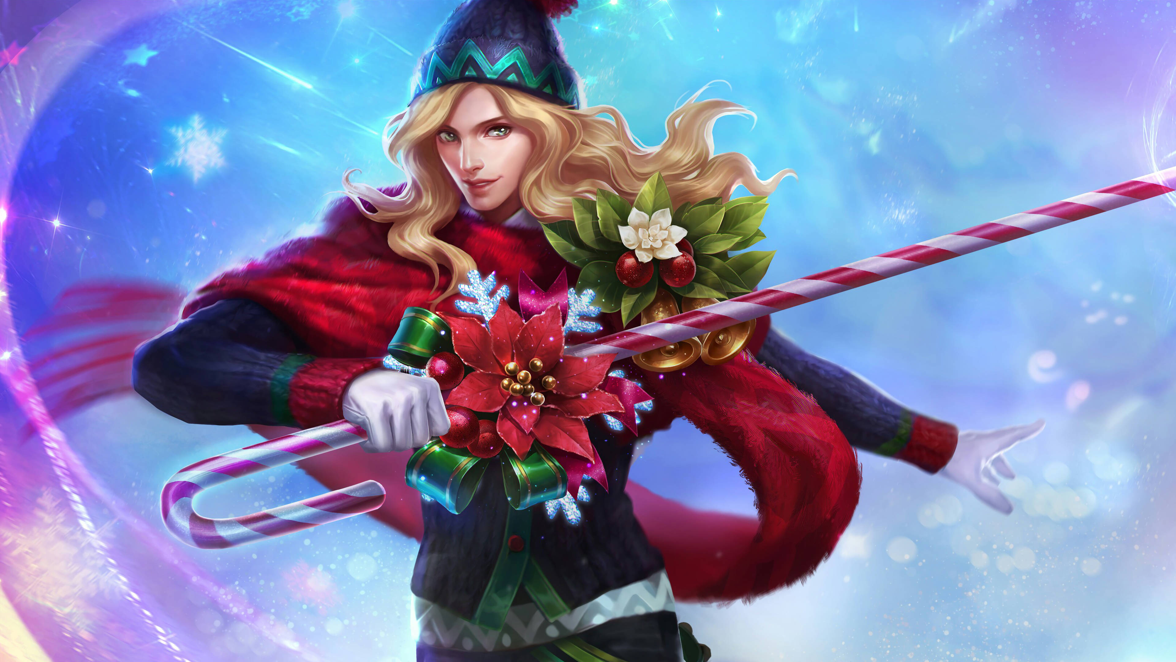 Lancelot Mobile Legend, Christmas Carnival Skin, blonde woman, 4K Desktop Wallpaper