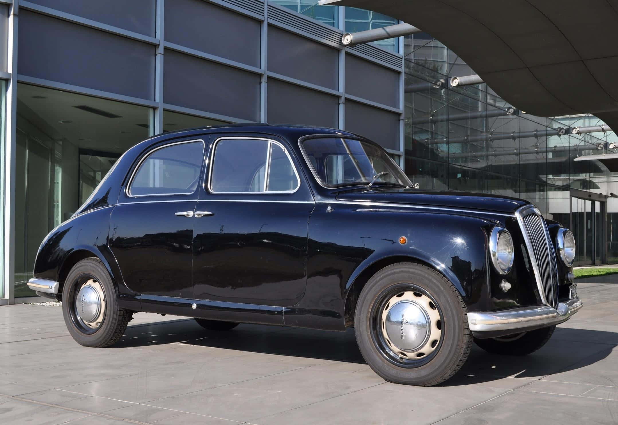 Lancia Appia, glossy black, chrome accents, Full HD Desktop Wallpaper