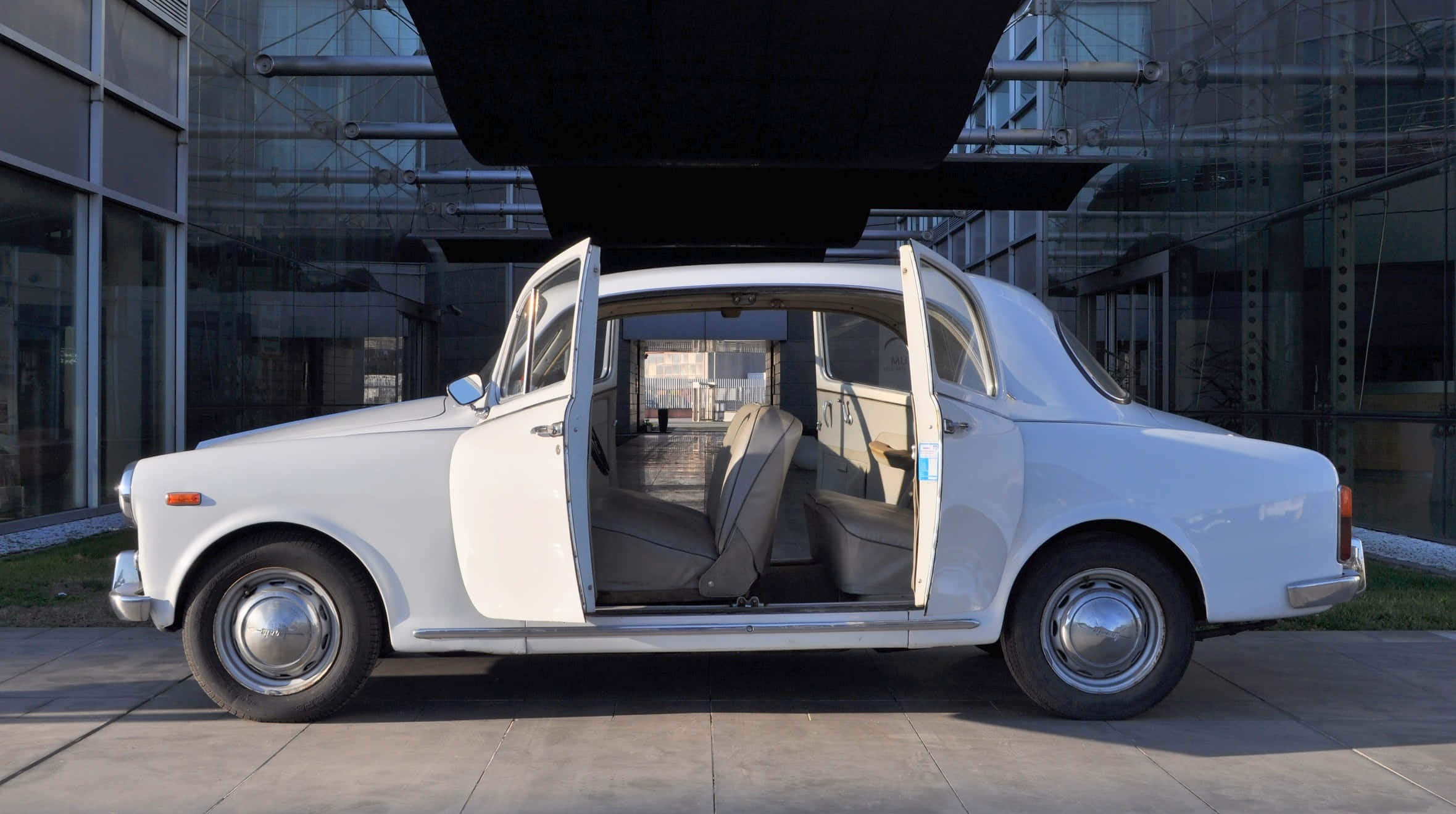 Lancia Appia, white, open doors, Full HD Desktop Wallpaper