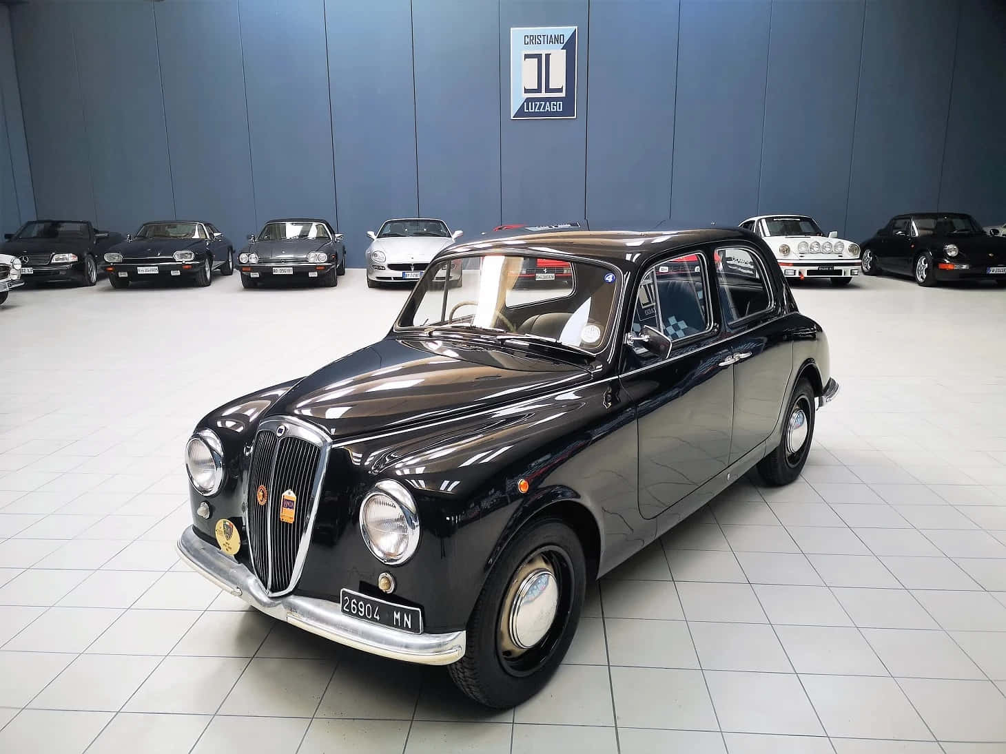 Lancia Appia, glossy black, chrome accents, HD Desktop Wallpaper