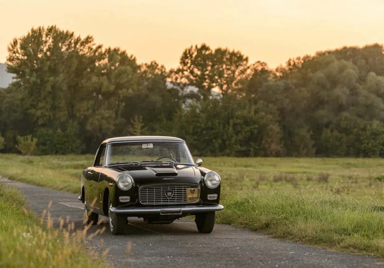 Lancia Appia, black, gravel road, SD Desktop Wallpaper
