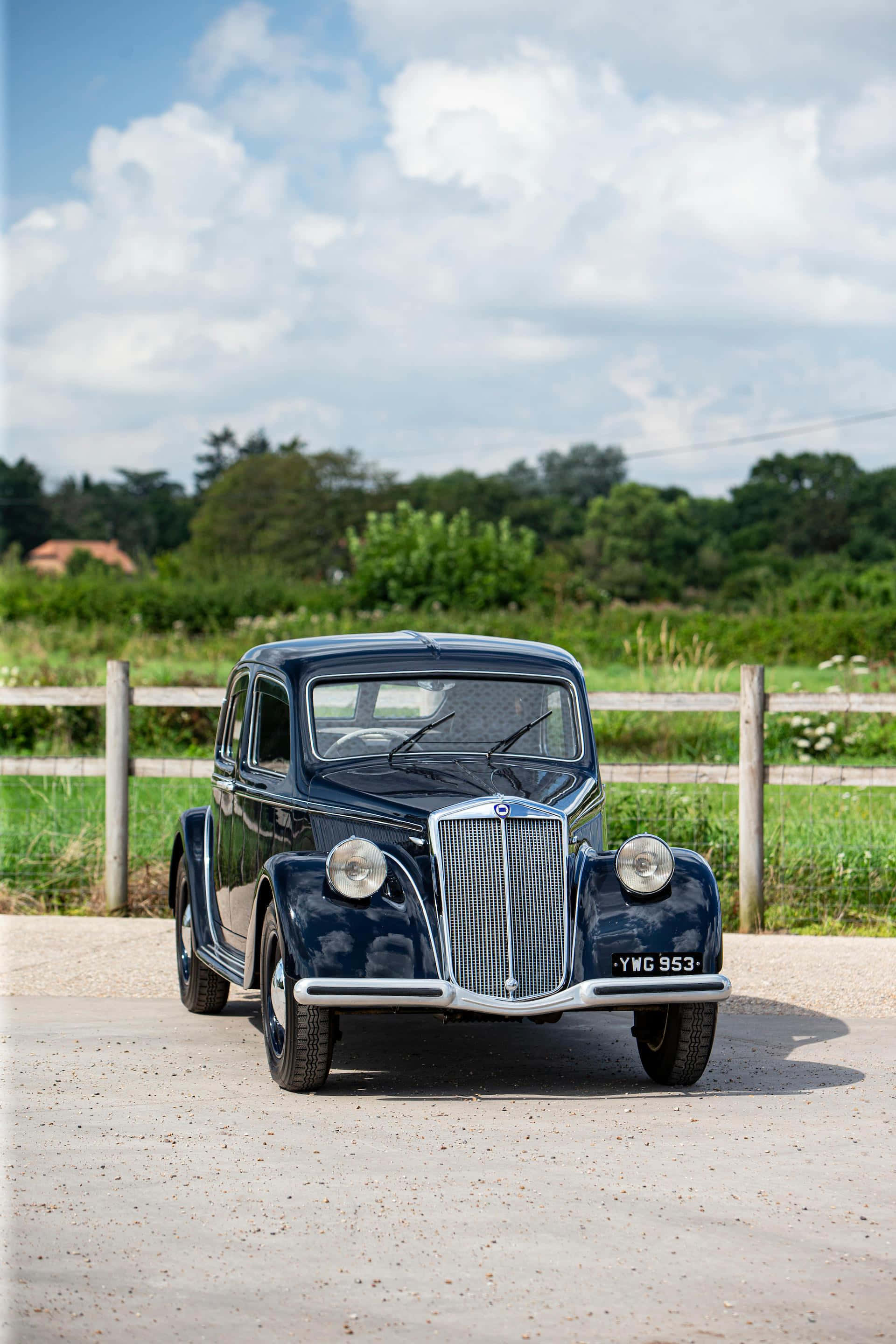 Lancia Aprilia, dark blue, chrome grille, 2K Phone Wallpaper