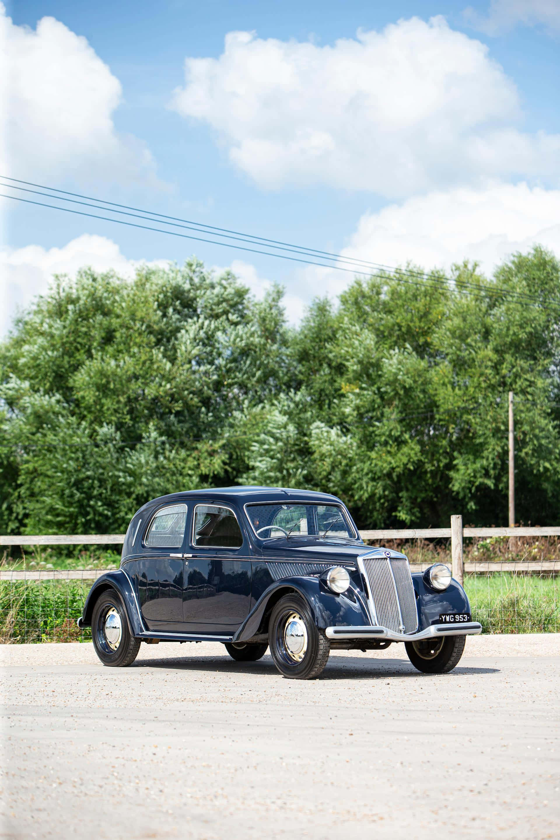 Lancia Aprilia, navy blue, chrome accents, 2K Phone Wallpaper