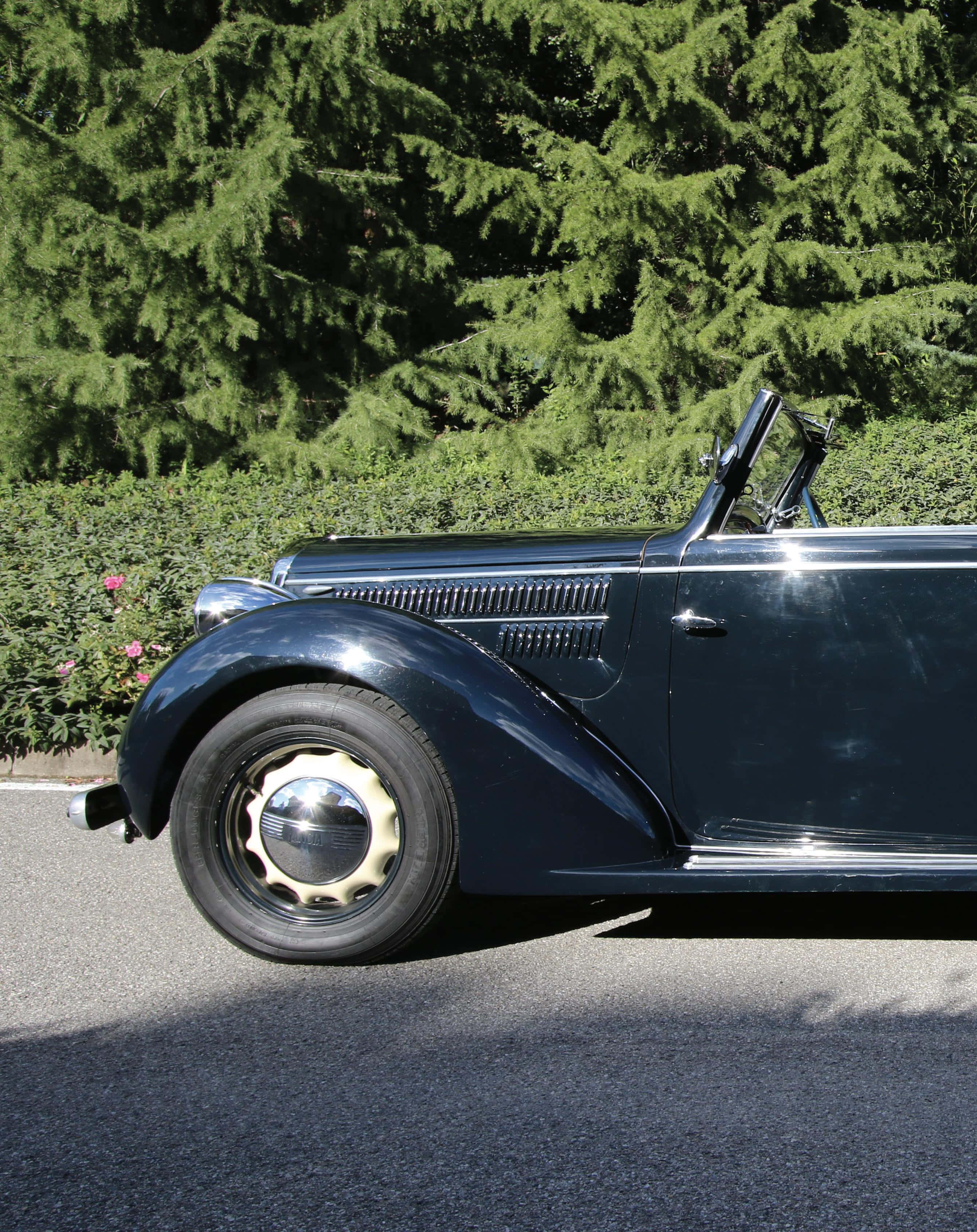 Lancia Aprilia, convertible, dark blue, 2K Phone Wallpaper