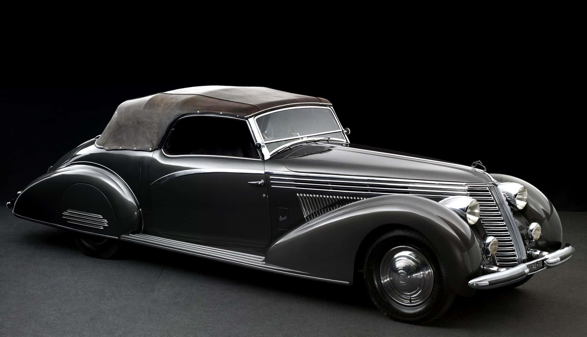 Lancia Astura, vintage black convertible, chrome accents, Full HD Desktop Wallpaper