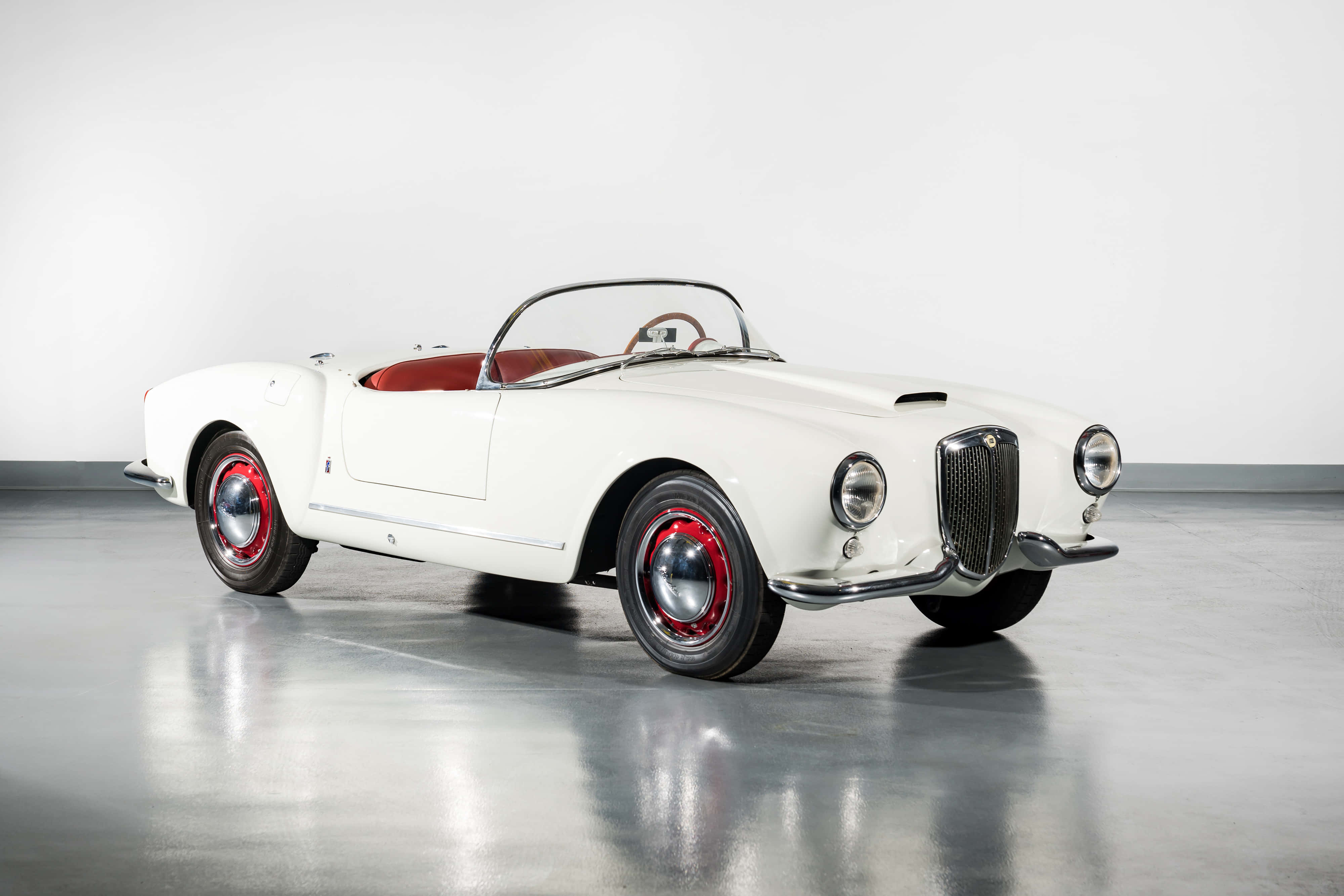 Lancia Aurelia, vintage convertible sports car, pristine white, 4K Desktop Wallpaper