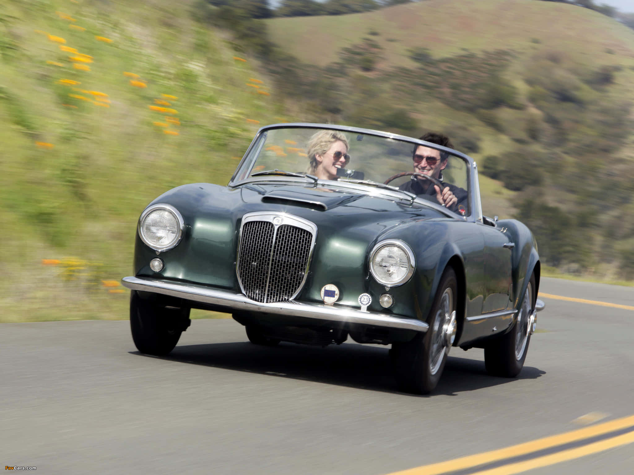 Lancia Aurelia, convertible, green, Full HD Desktop Wallpaper