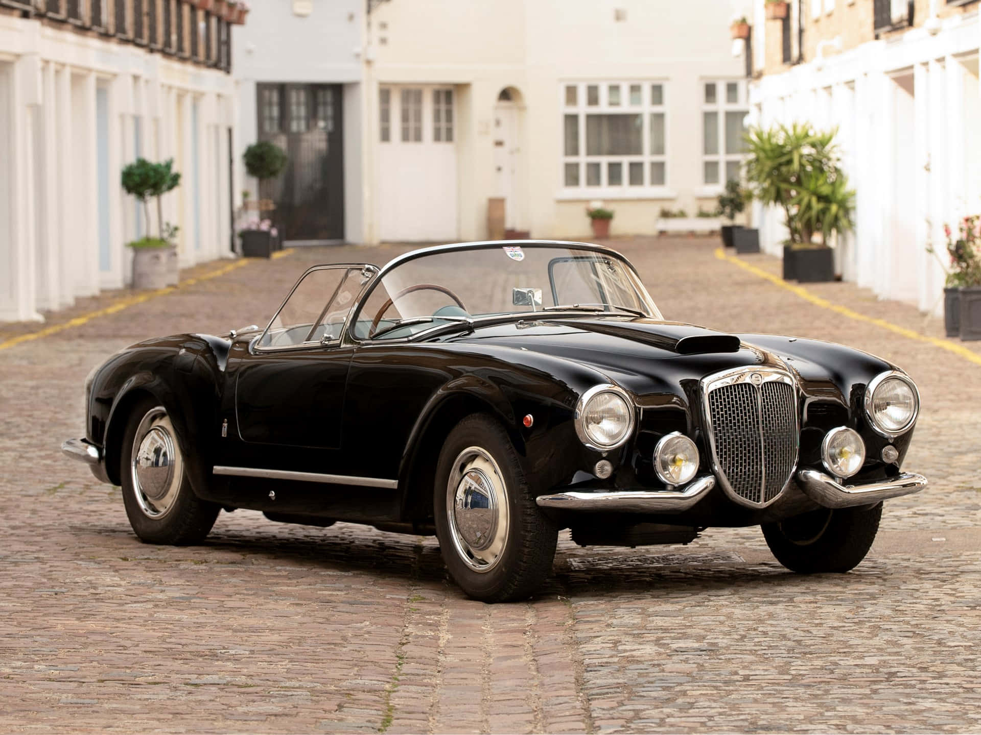 Lancia Aurelia, black, convertible, Full HD Desktop Wallpaper