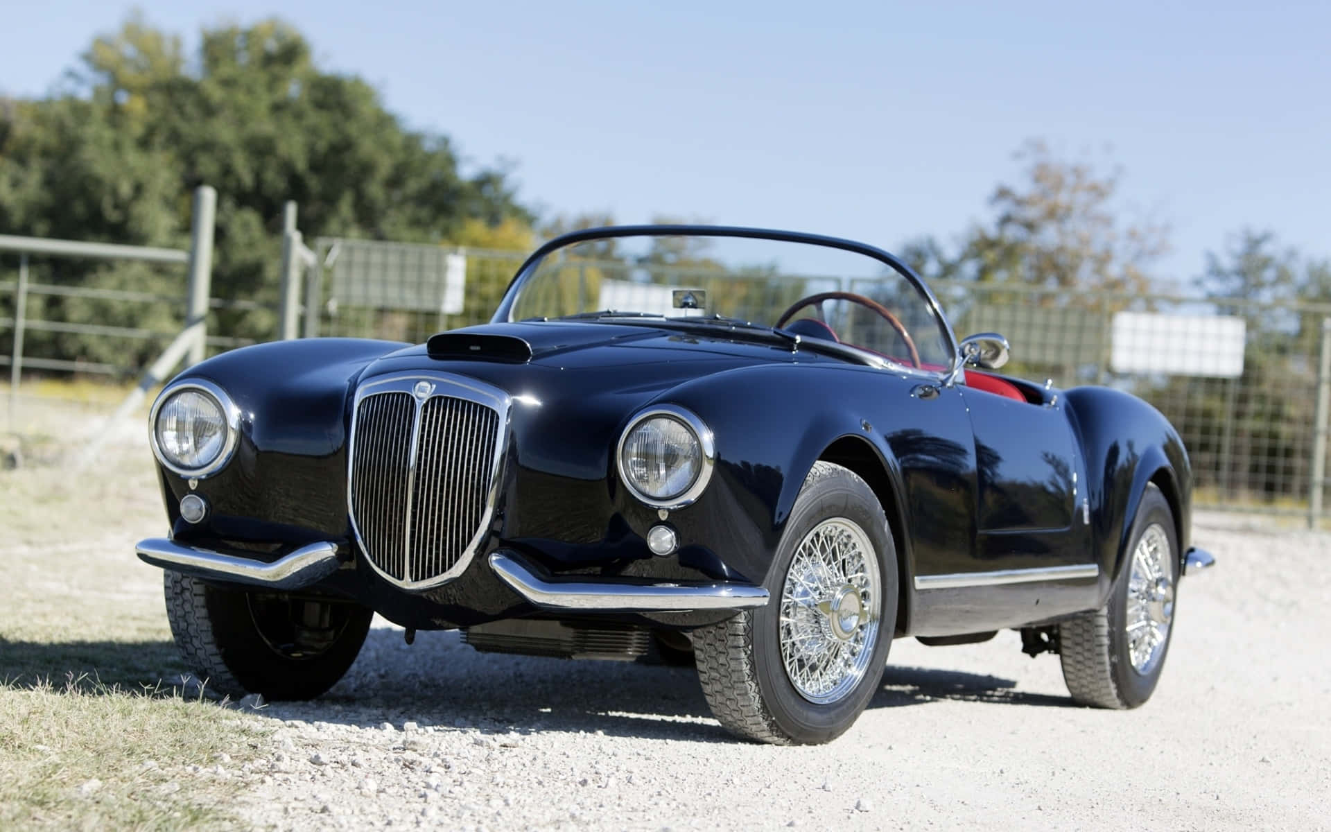 Lancia Aurelia, convertible, glossy black, Full HD Desktop Wallpaper