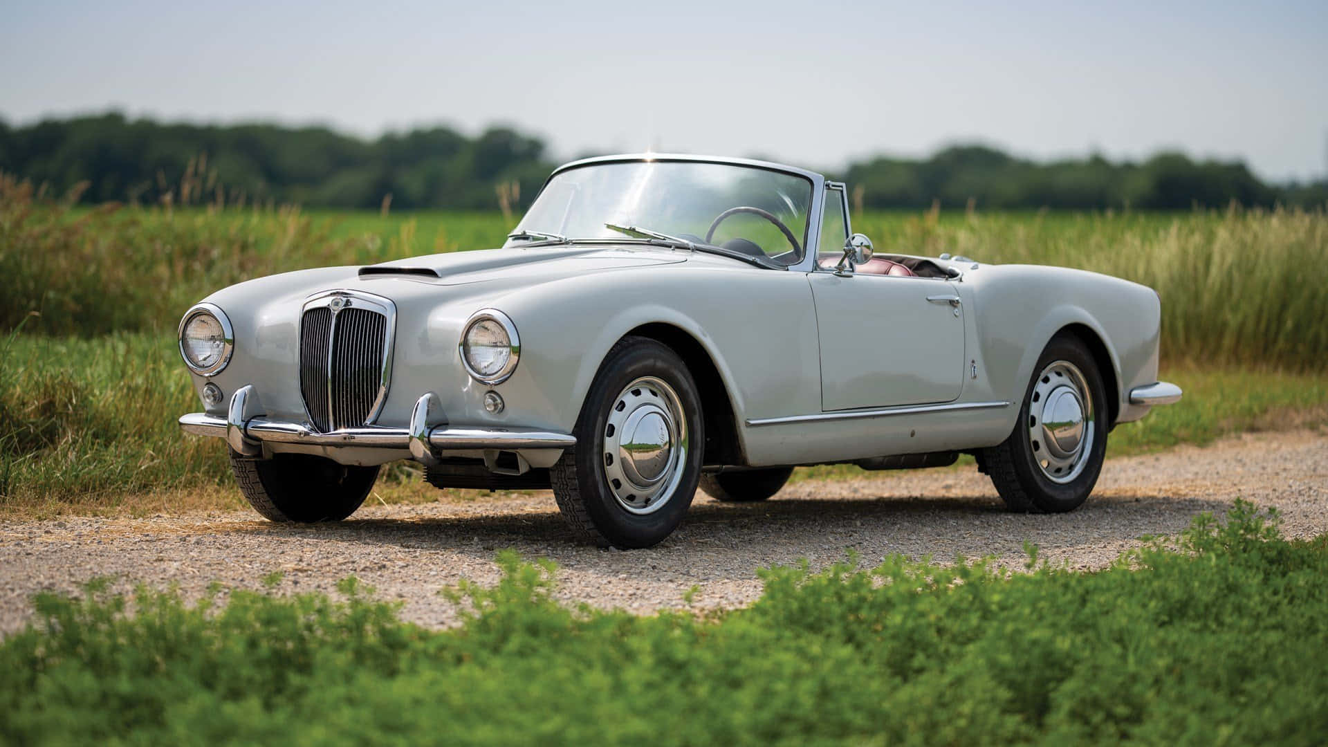 Lancia Aurelia, convertible, silver, Full HD Desktop Wallpaper