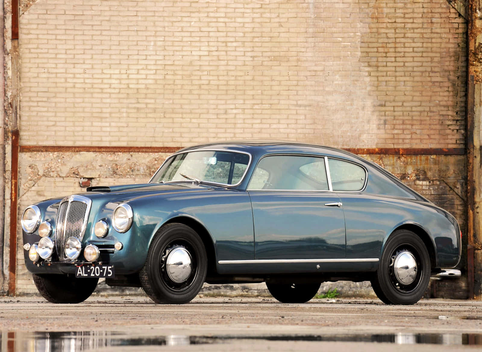Lancia Aurelia, vintage blue, chrome accents, HD Desktop Wallpaper