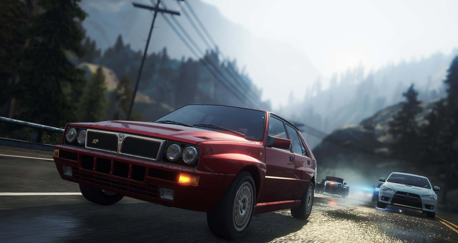 Lancia Delta, red, rally car, Full HD Desktop Wallpaper
