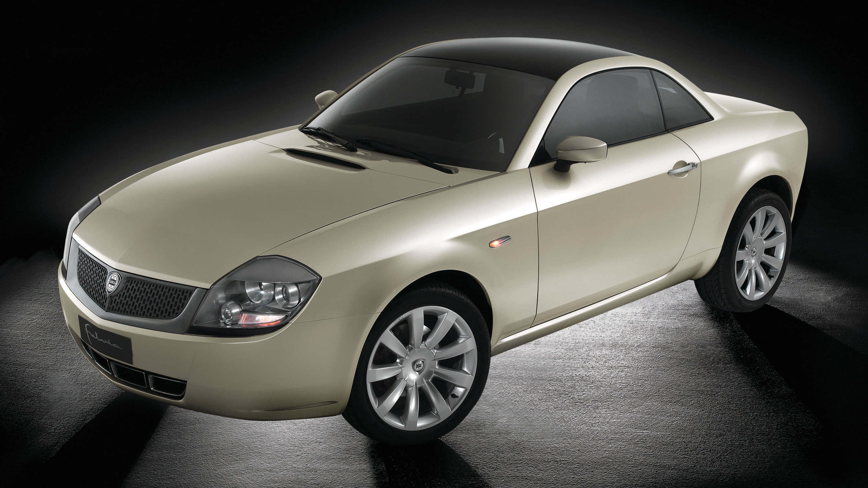 Lancia Fulvia, beige, silver rims, 2K Desktop Wallpaper