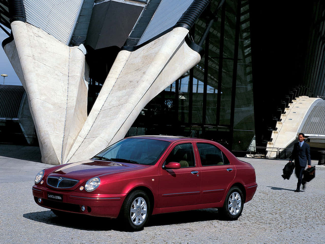 Lancia Lybra, red, glossy, HD Desktop Wallpaper