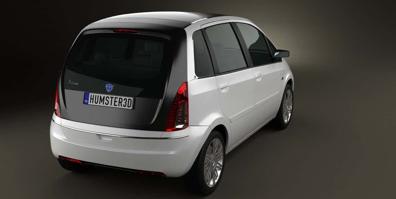 Lancia Musa, white and black hatchback, custom license plate HUMSTER3D, SD Desktop Wallpaper