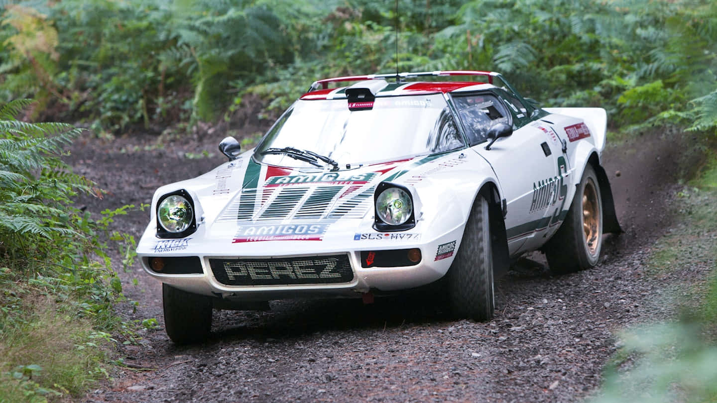 Lancia Stratos, rally car, muddy forest track, HD Desktop Wallpaper