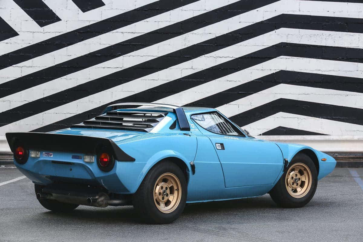 Lancia Stratos, blue, gold wheels, SD Desktop Wallpaper