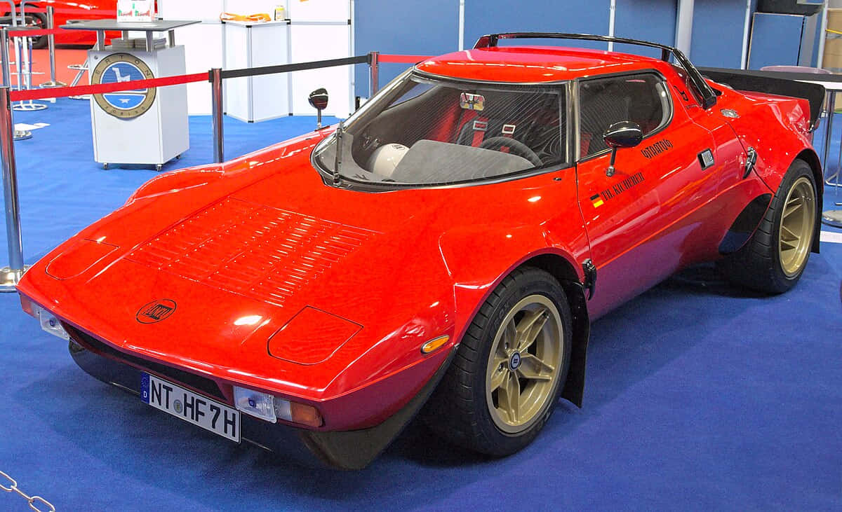 Lancia Stratos, classic red, vintage sports car, SD Desktop Wallpaper