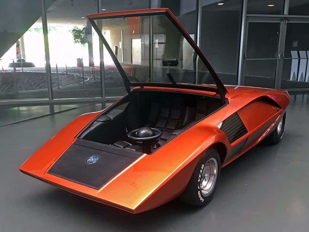 Lancia Stratos, classic orange, vintage sports car, SD Desktop Wallpaper