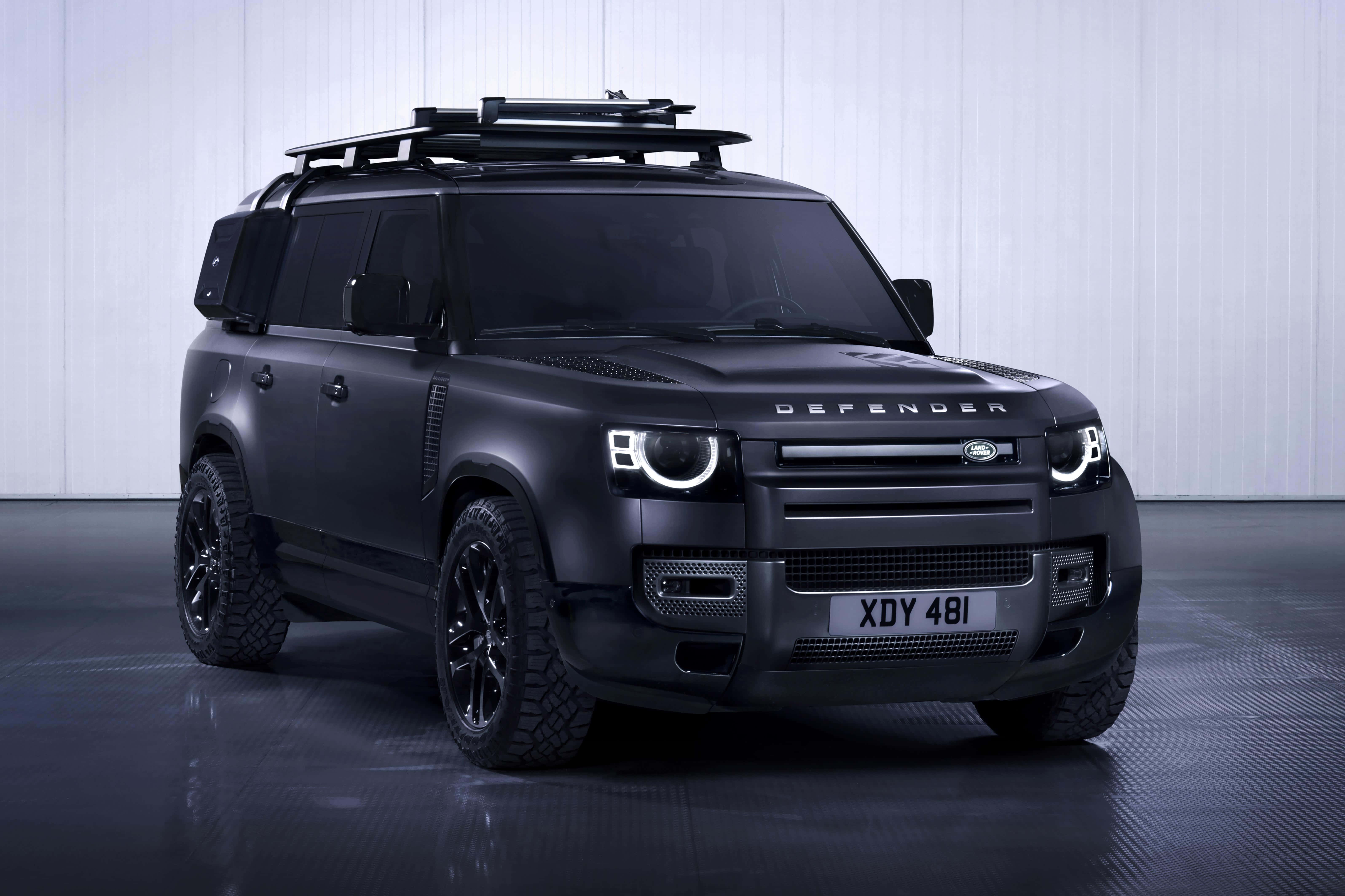 Land Rover Defender, matte black, roof racks, 5K Desktop Wallpaper