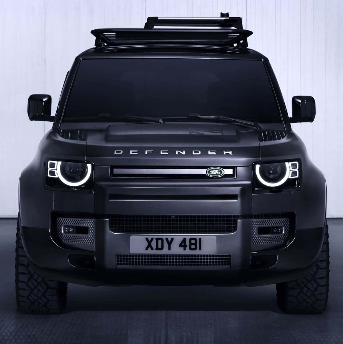 Land Rover Defender, matte black, roof rack, SD Phone Wallpaper
