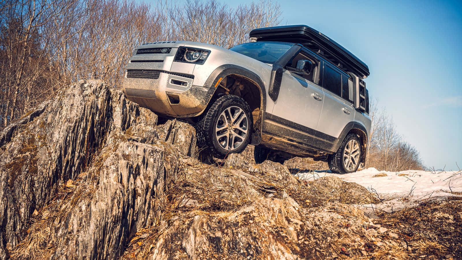 Land Rover Defender, silver, roof rack, HD Desktop Wallpaper