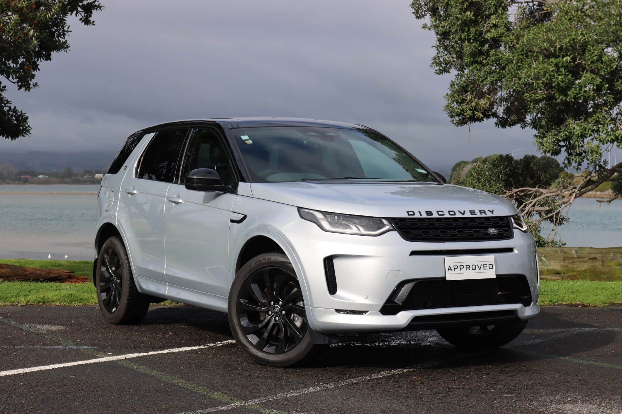 Land Rover Discovery, silver, asphalt, Full HD Desktop Wallpaper