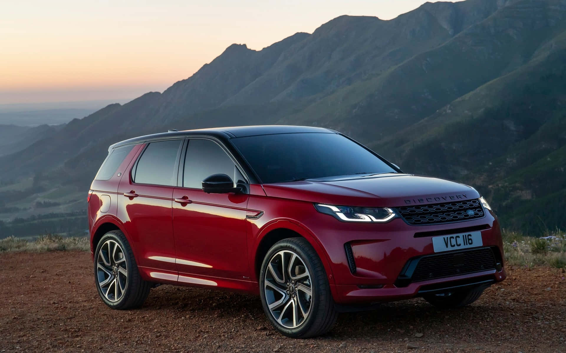 Land Rover Discovery, glossy red, dirt overlook, Full HD Desktop Wallpaper