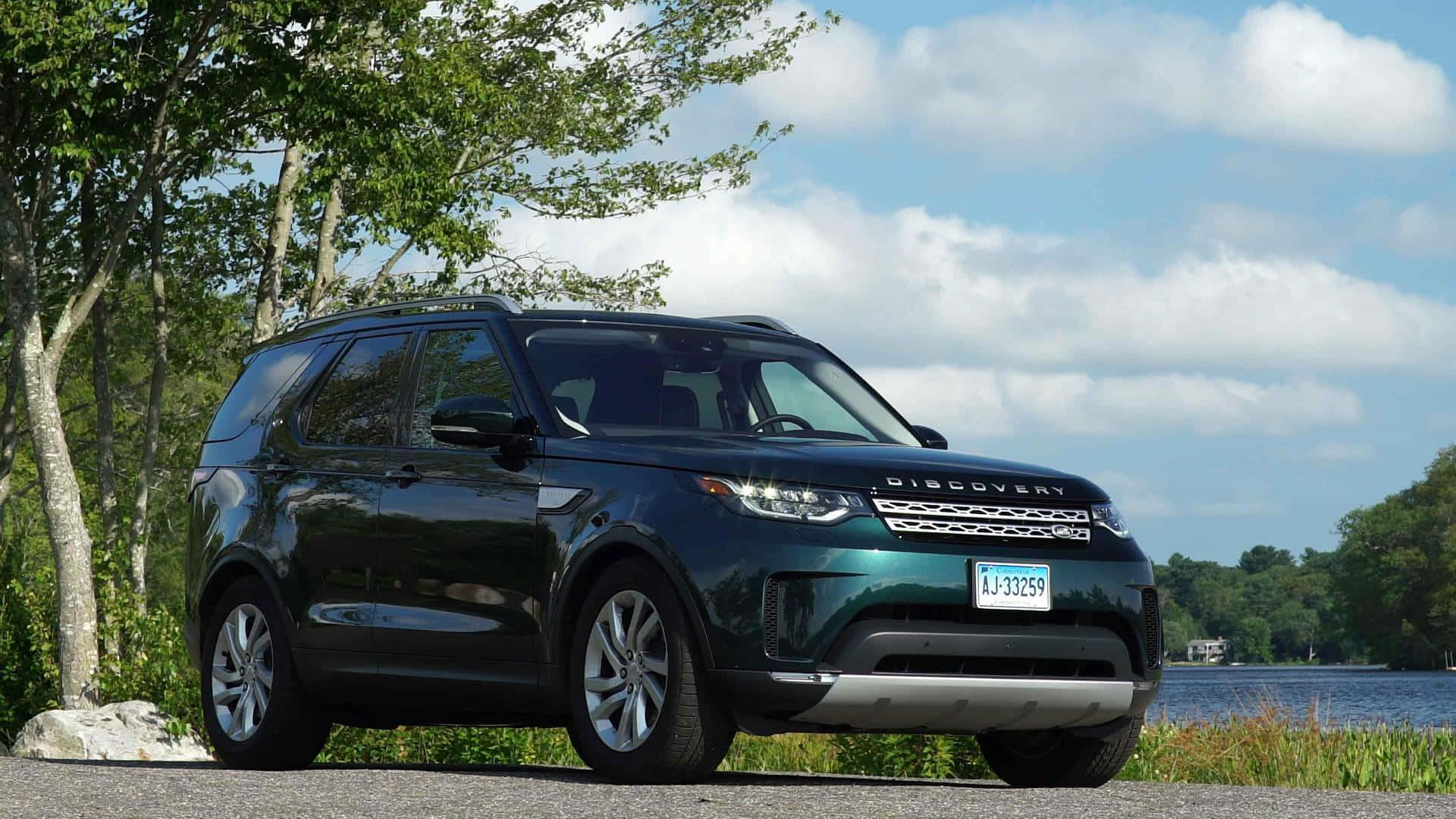Land Rover Discovery, dark green, gravel, Full HD Desktop Wallpaper