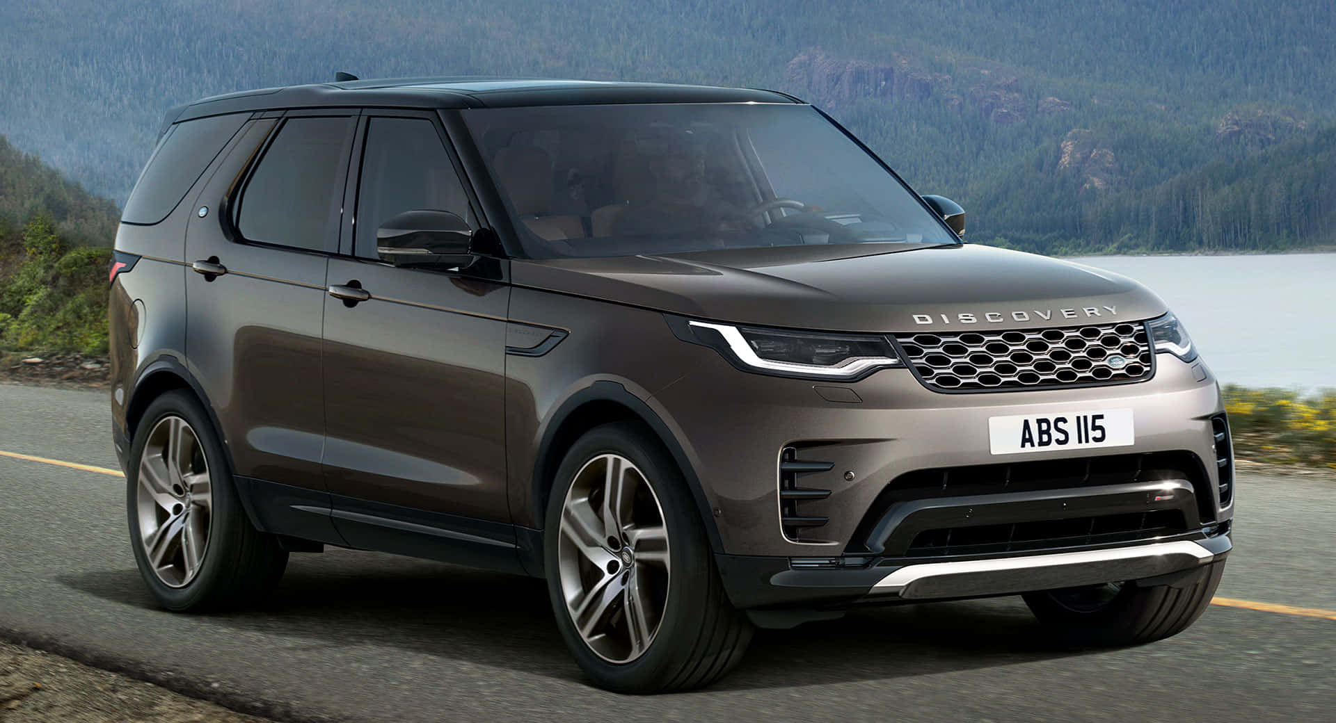 Land Rover Discovery, matte gray, mountain backdrop, Full HD Desktop Wallpaper