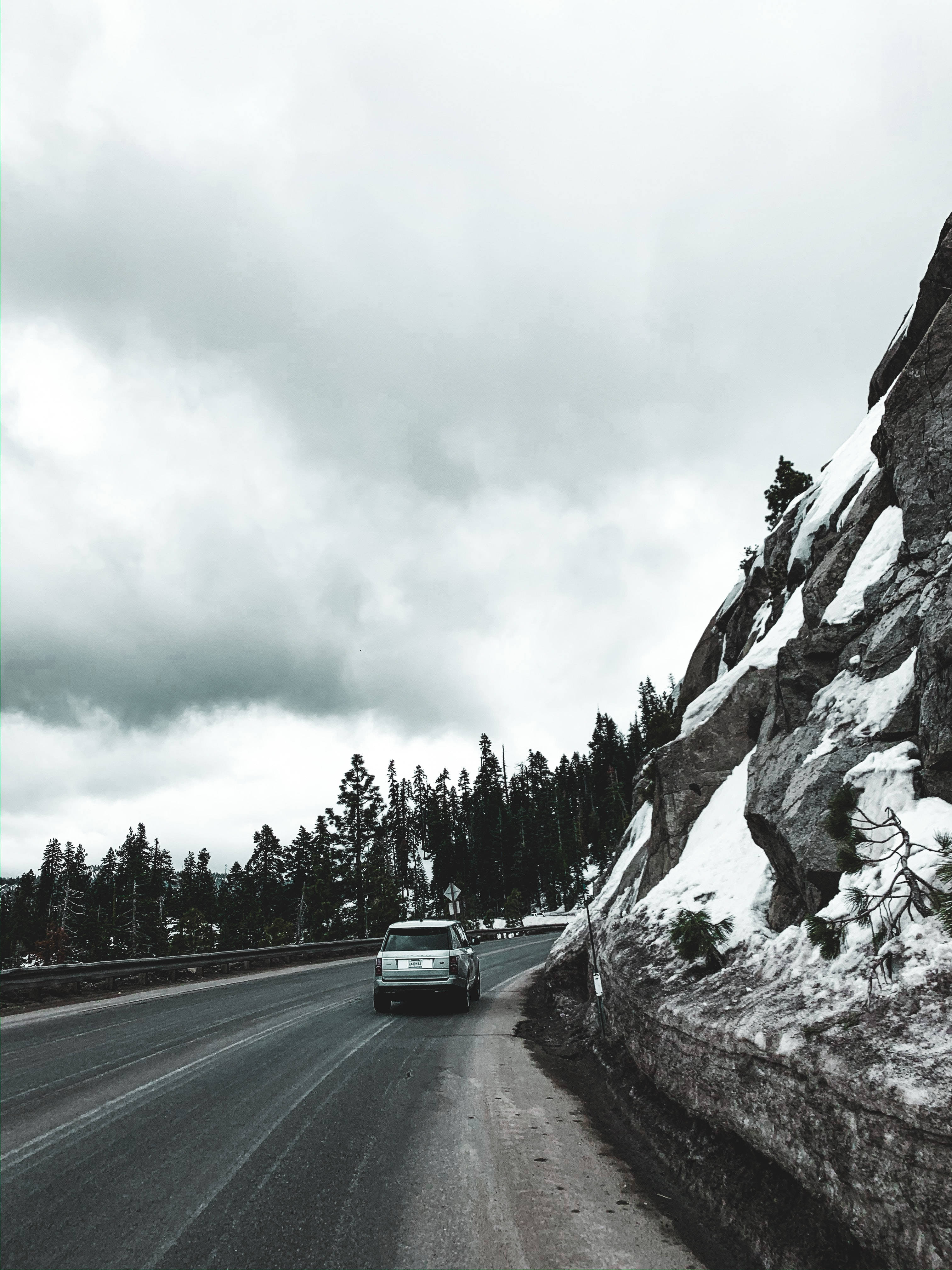 Land Rover, silver, mountain road, 4K Phone Wallpaper
