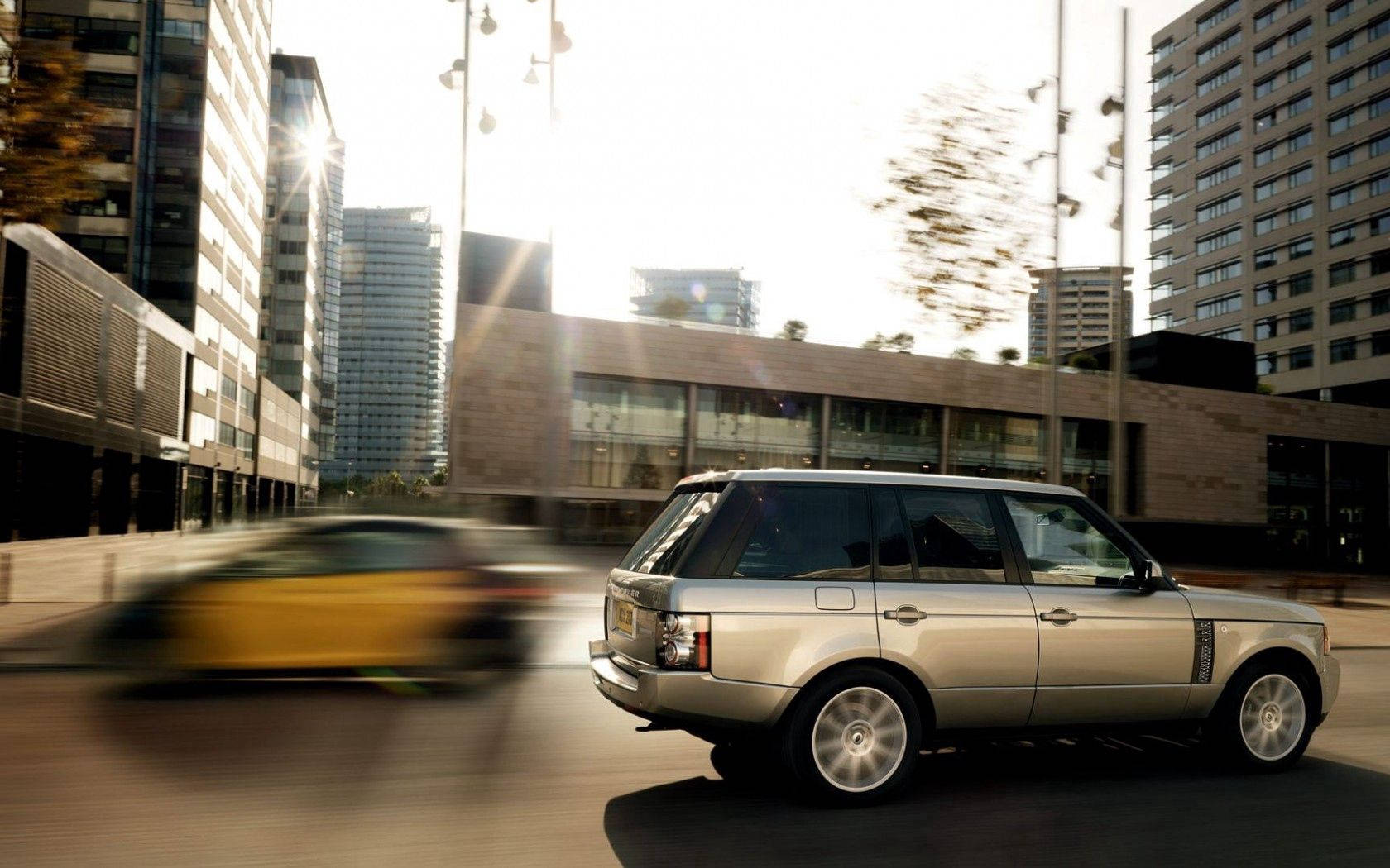 Land Rover, silver, urban street, HD Desktop Wallpaper