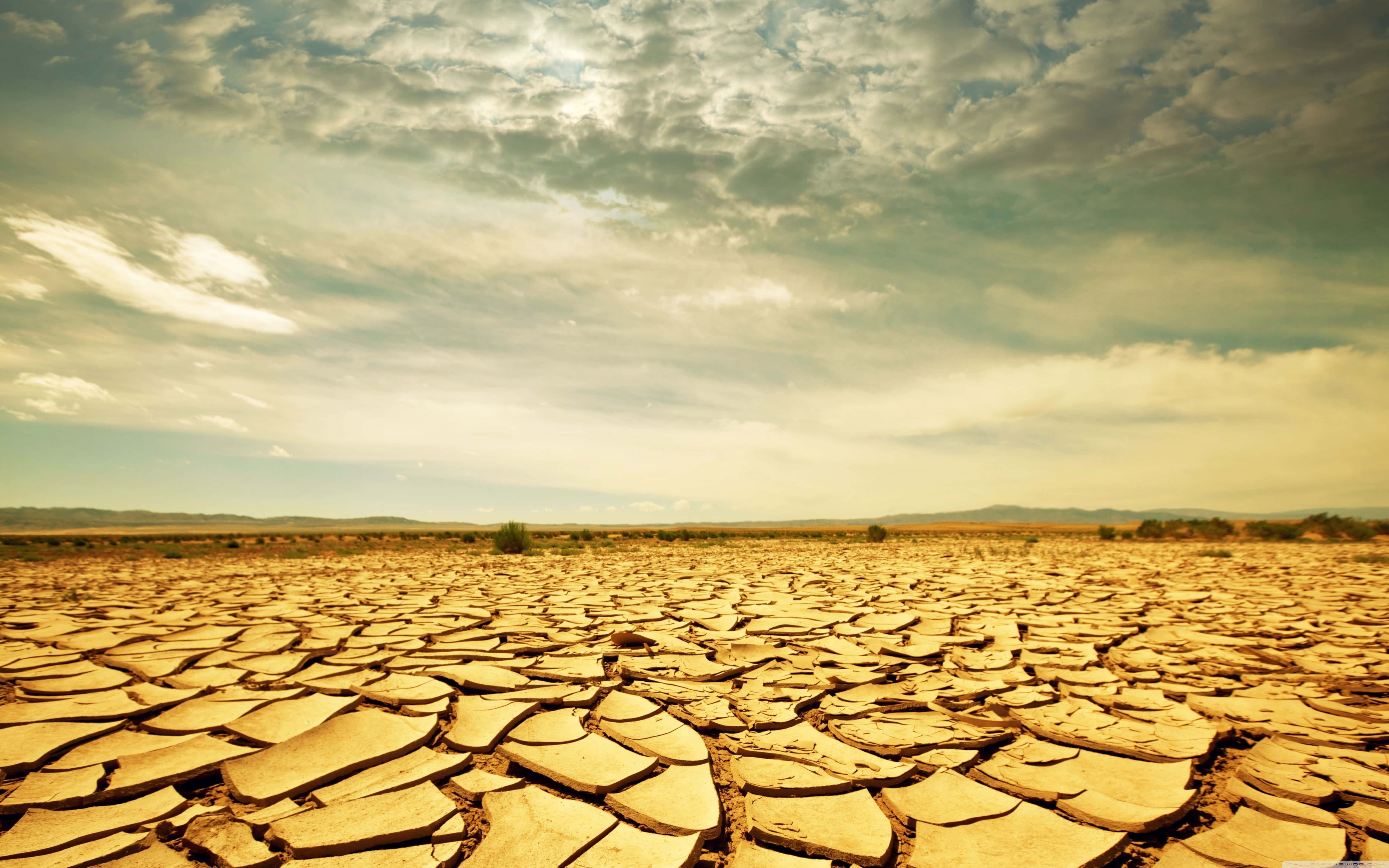 sunrise, misty hills, cracked earth, 5K Desktop Wallpaper