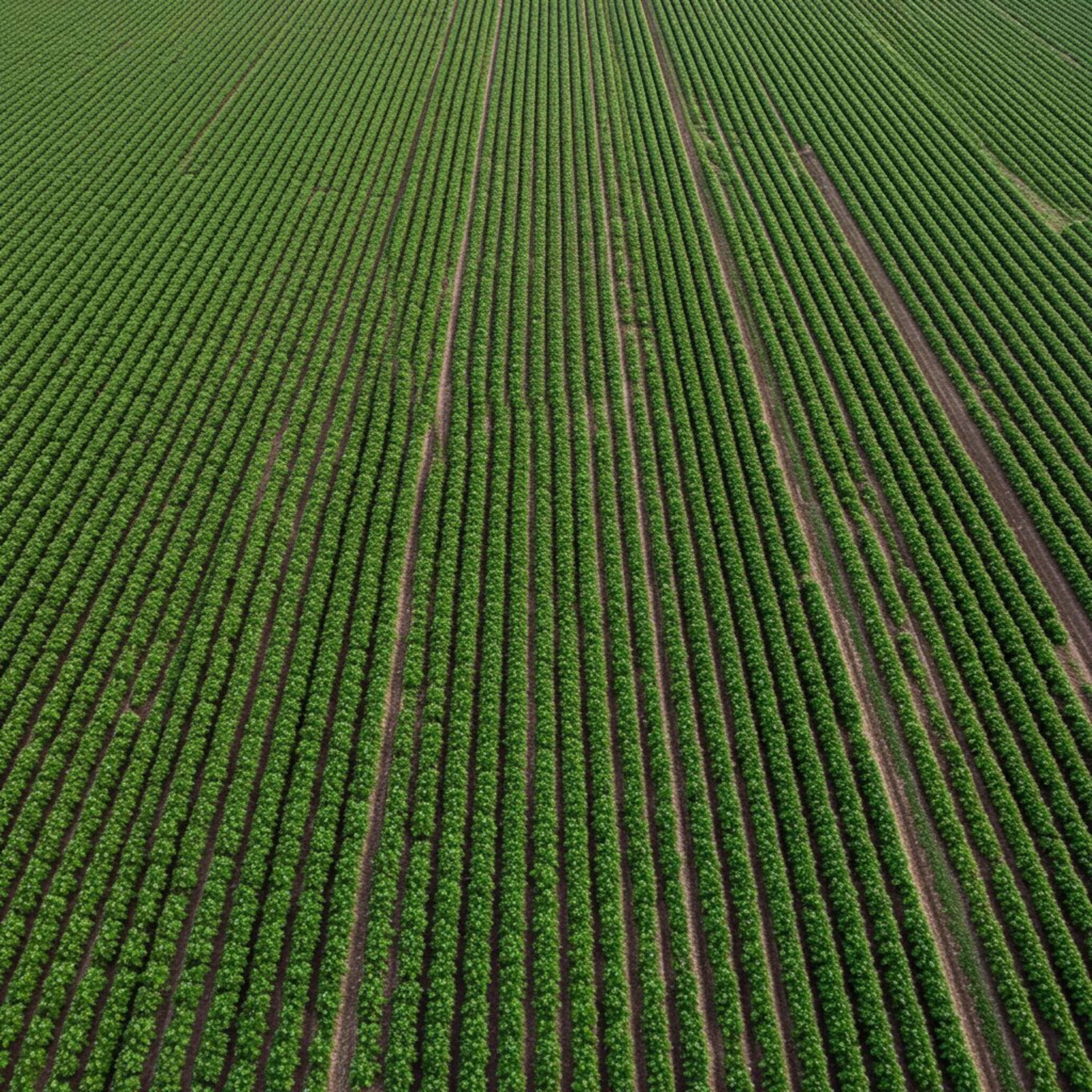 hilly field, aerial view, endless green rows of crops, 4K Desktop Wallpaper