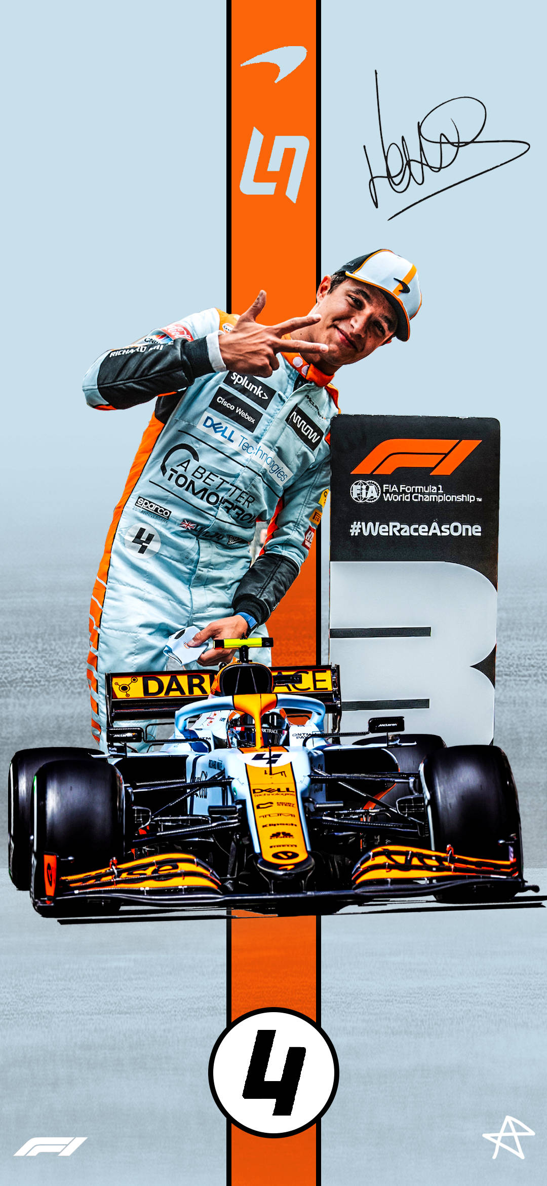 Lando Norris, racing suit, race car, Full HD Phone Wallpaper