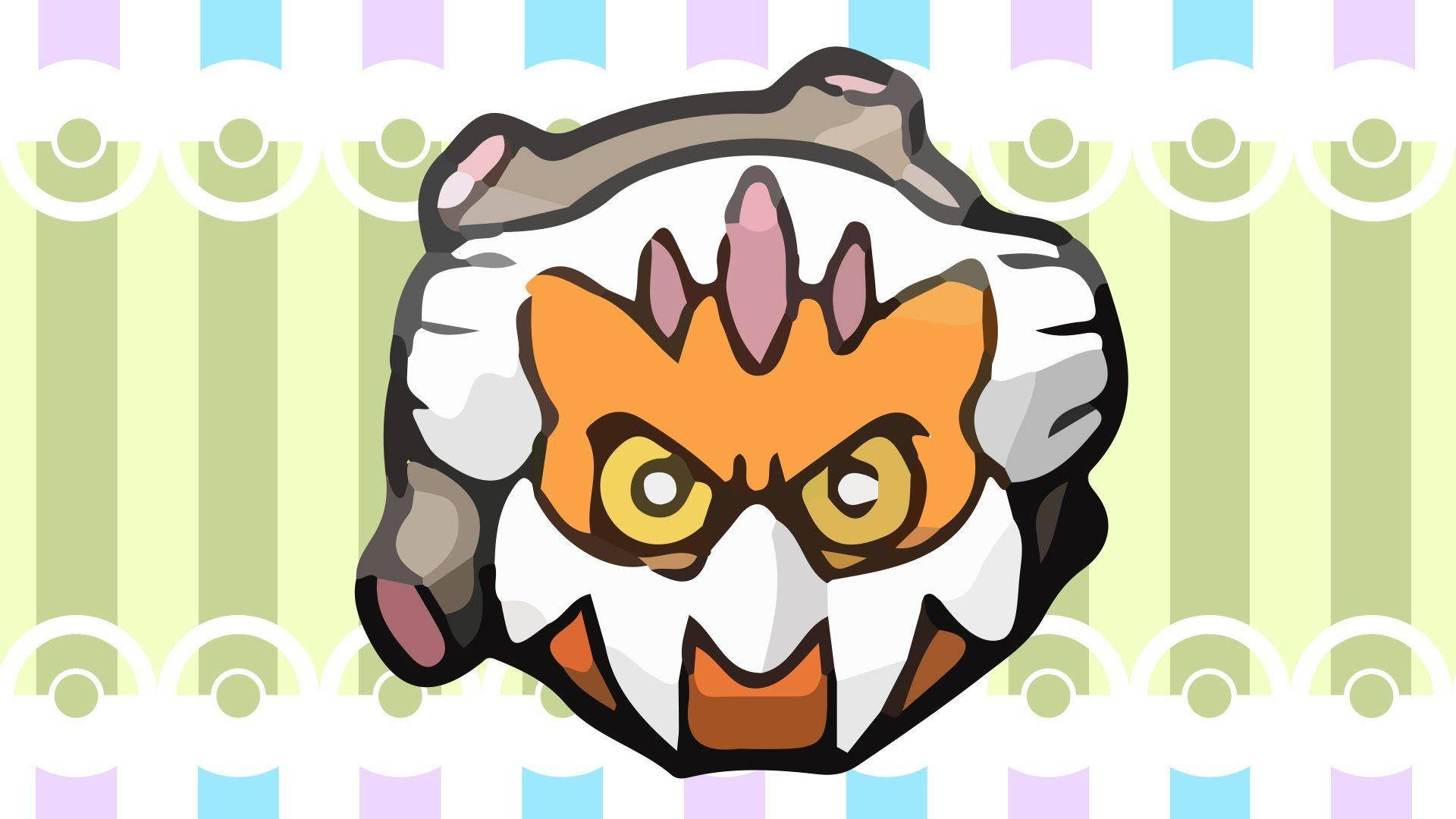 Landorus, pastel striped background, orange and white creature, Full HD Desktop Wallpaper