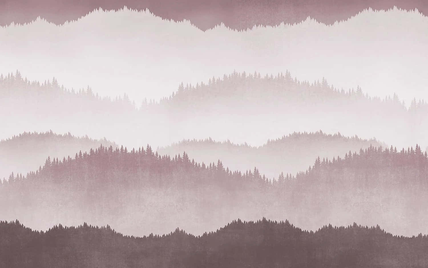 Misty Forest Mural, layered mountain ridges, evergreen forests, HD Desktop Wallpaper