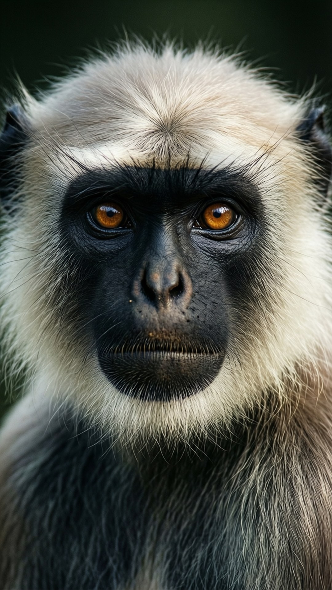 langur monkey, amber eyes, black face, Full HD Phone Wallpaper