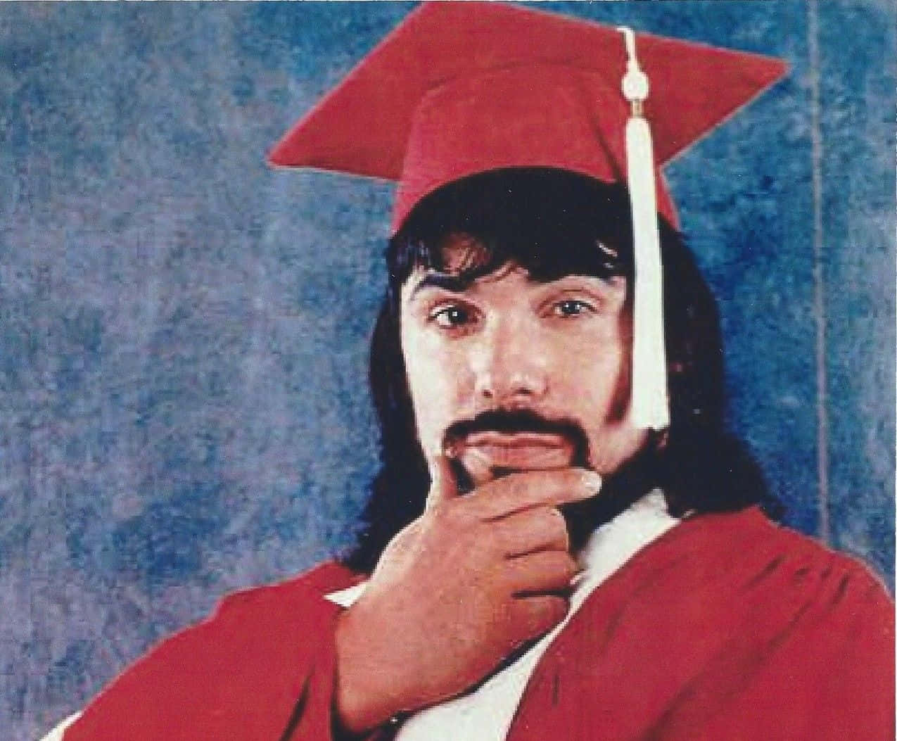 Lanny Poffo, red graduation gown, red graduation cap, SD Desktop Wallpaper