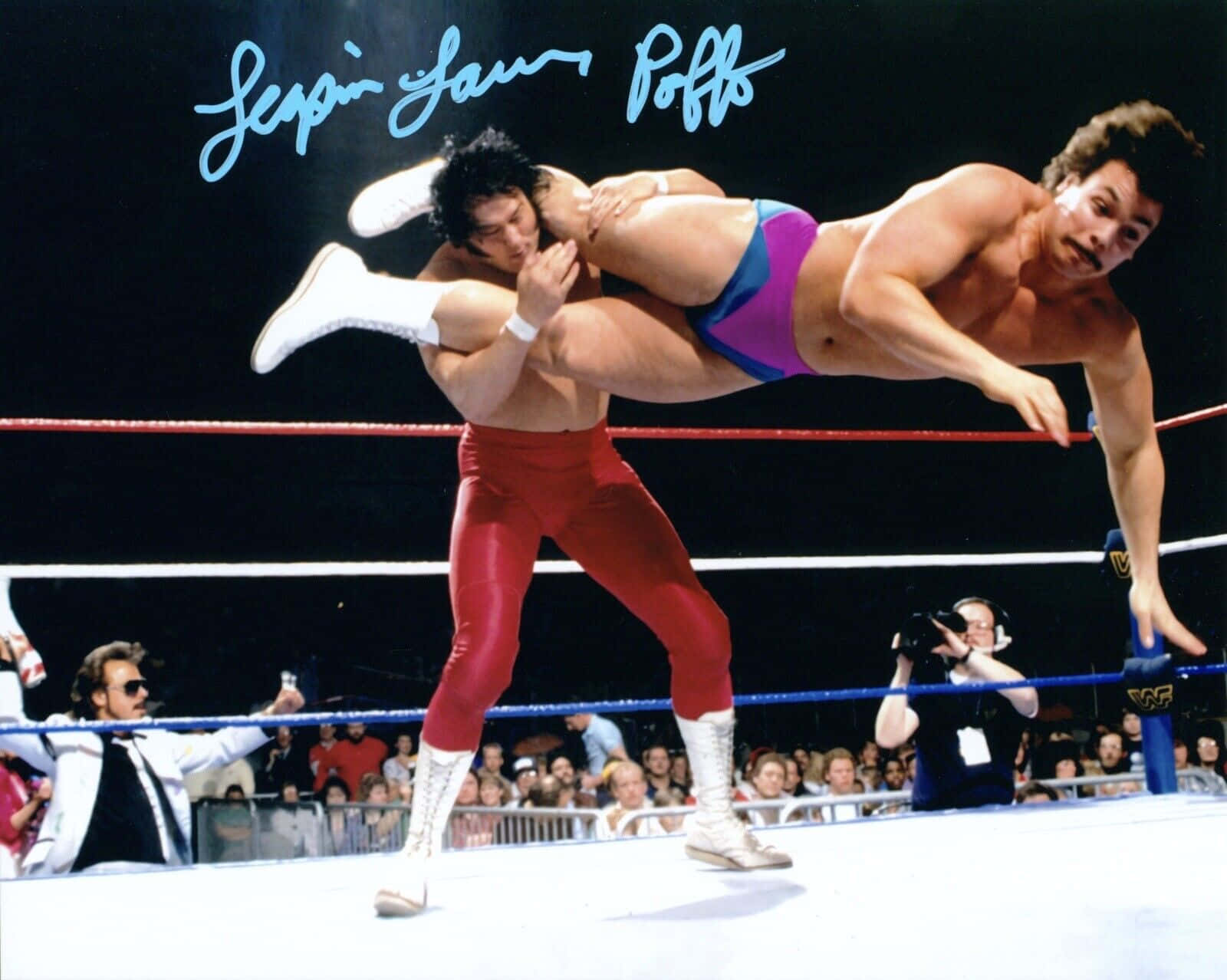 Lanny Poffo, red tights, purple trunks, HD Desktop Wallpaper
