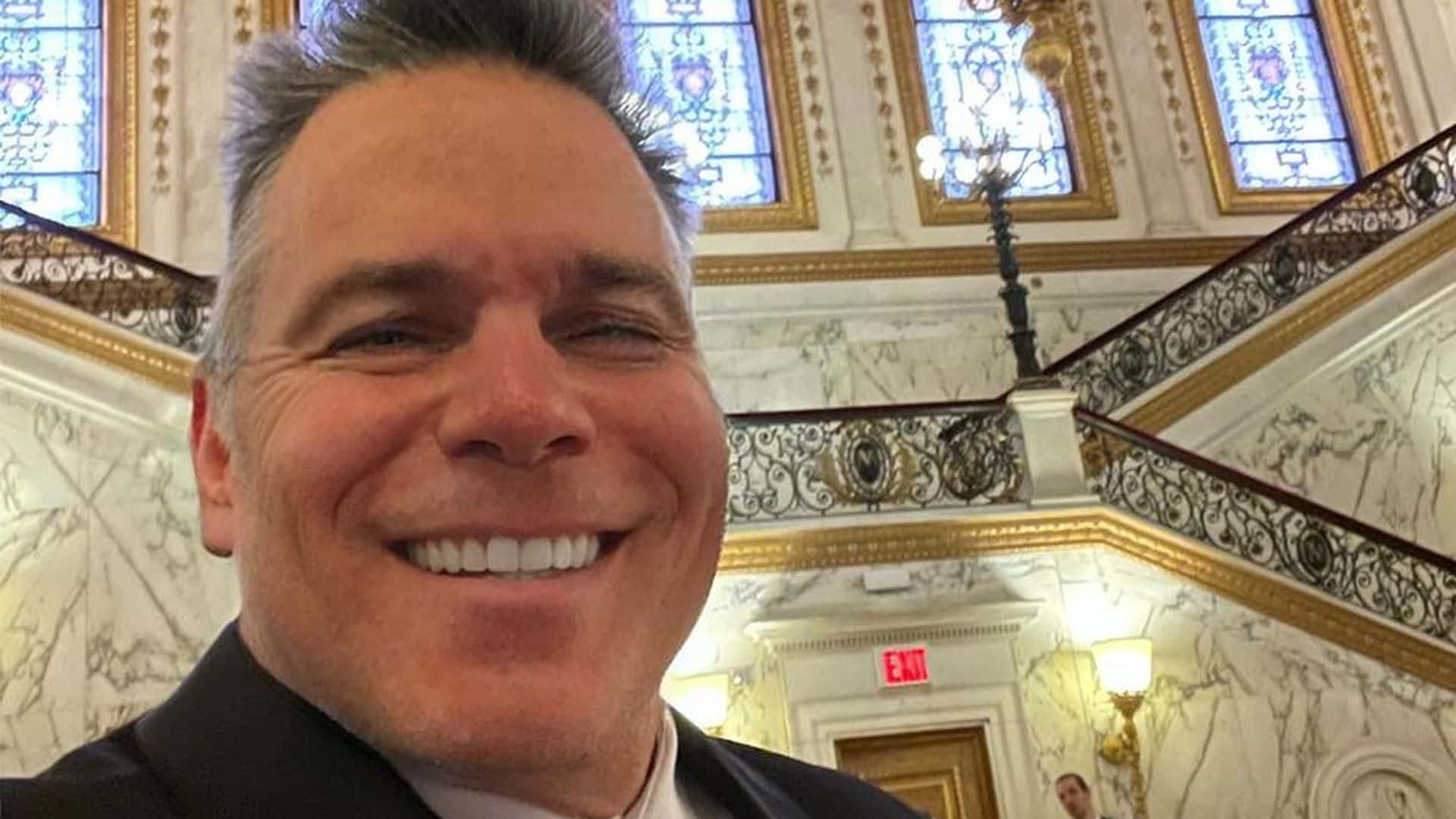 Lanny Poffo, marble hall, stained glass windows, Full HD Desktop Wallpaper