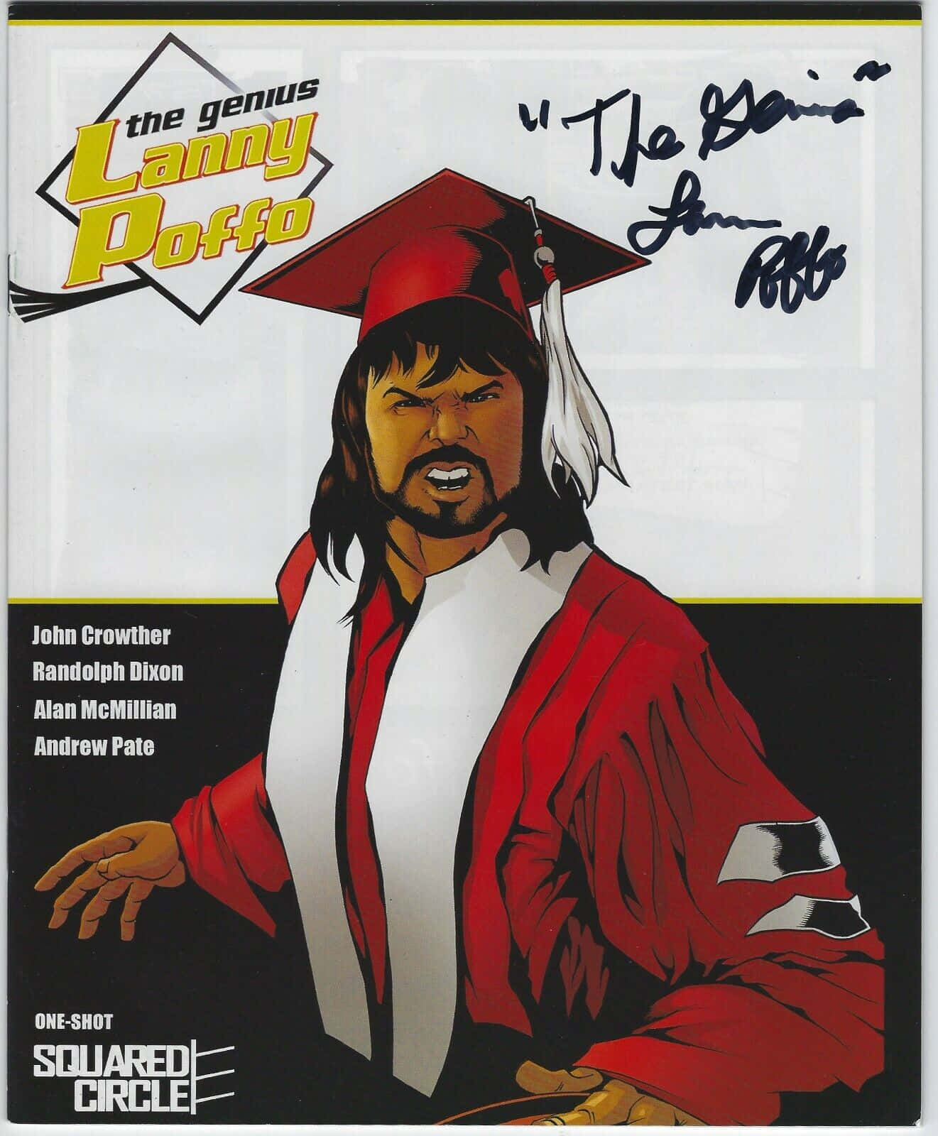 Lanny Poffo, red graduation cap and gown, comic book cover, HD Phone Wallpaper