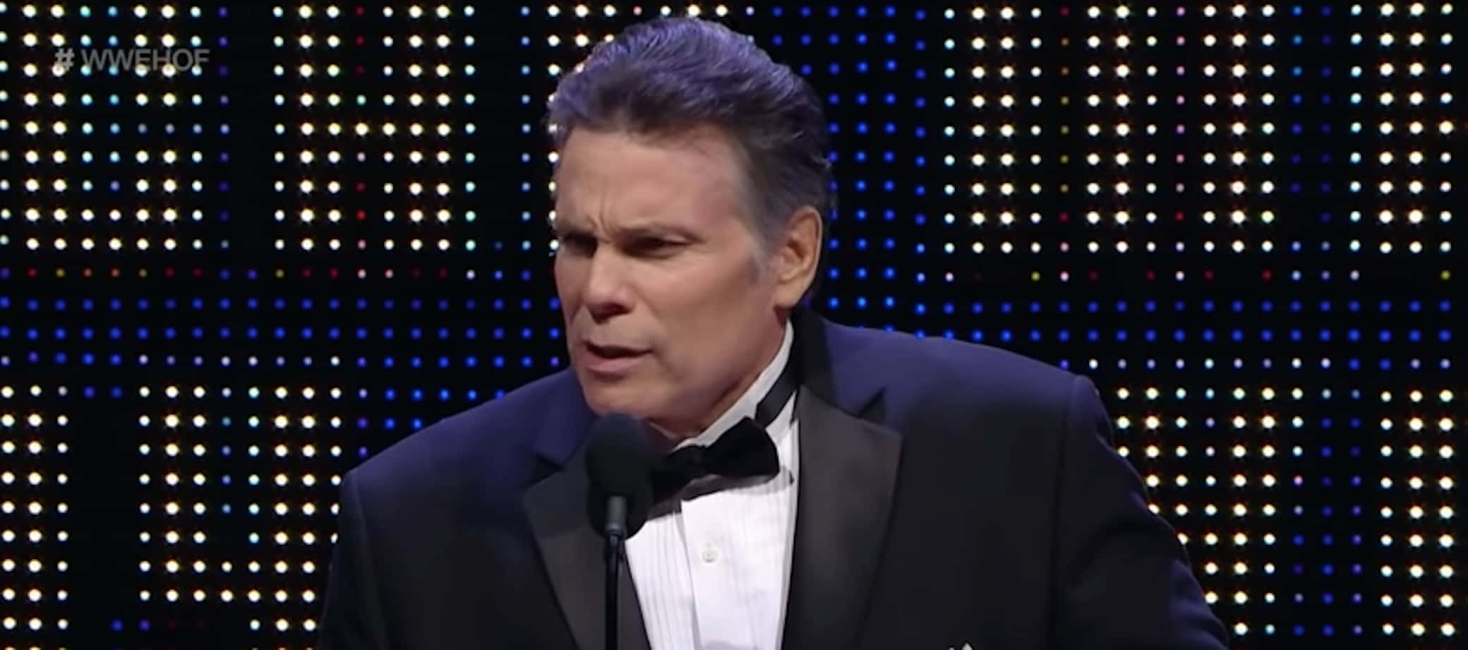 Lanny Poffo, tuxedo, microphone, Full HD Desktop Wallpaper