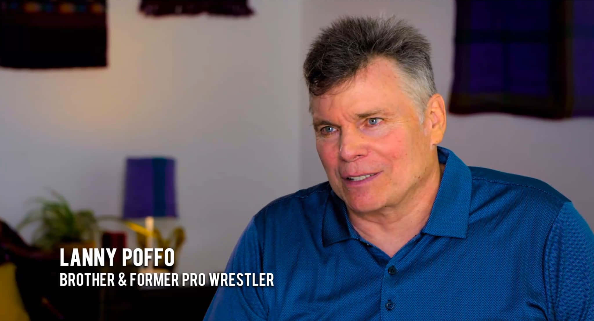 Lanny Poffo, blue polo shirt, graying hair, Full HD Desktop Wallpaper